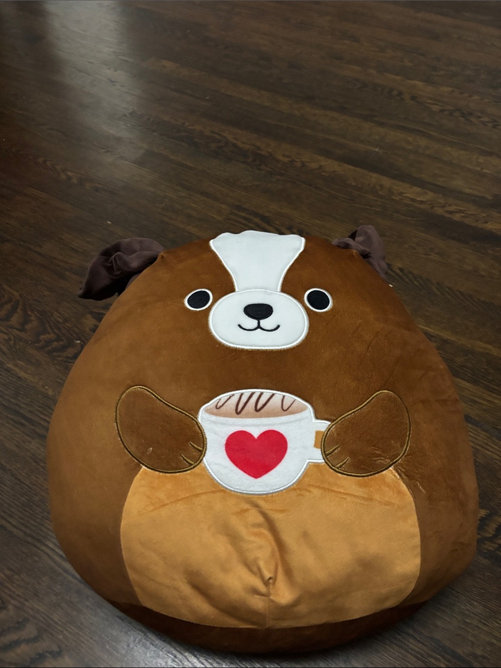 Squishmallows Brown and White Puppy with Red Heart Mug